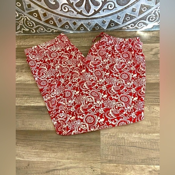 TALBOTS Red Paisley Print Pajama Casual Pants Size Small - Picture 1 of 9